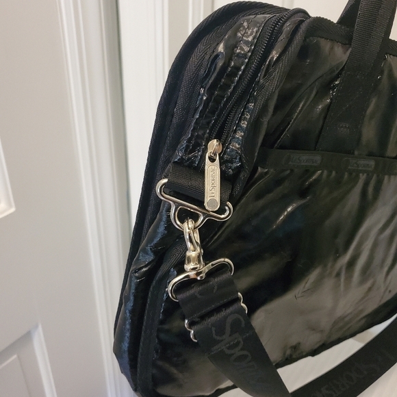 NWT LeSportsac Black Patent Technofile Laptop Travel Bag, lightweight - Picture 8 of 10
